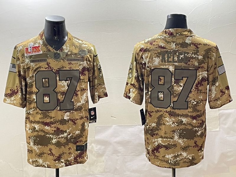 Men Kansas City Chiefs #87 Kelce Camo 2025 Nike Olive Salute To Service Limited NFL Jersey style 3->kansas city chiefs->NFL Jersey